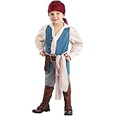 Kids Pirate Halloween Costume Toddler Captain Jack Sparrow Outfit With Sash, Boot Tops, Belt, and Bandana