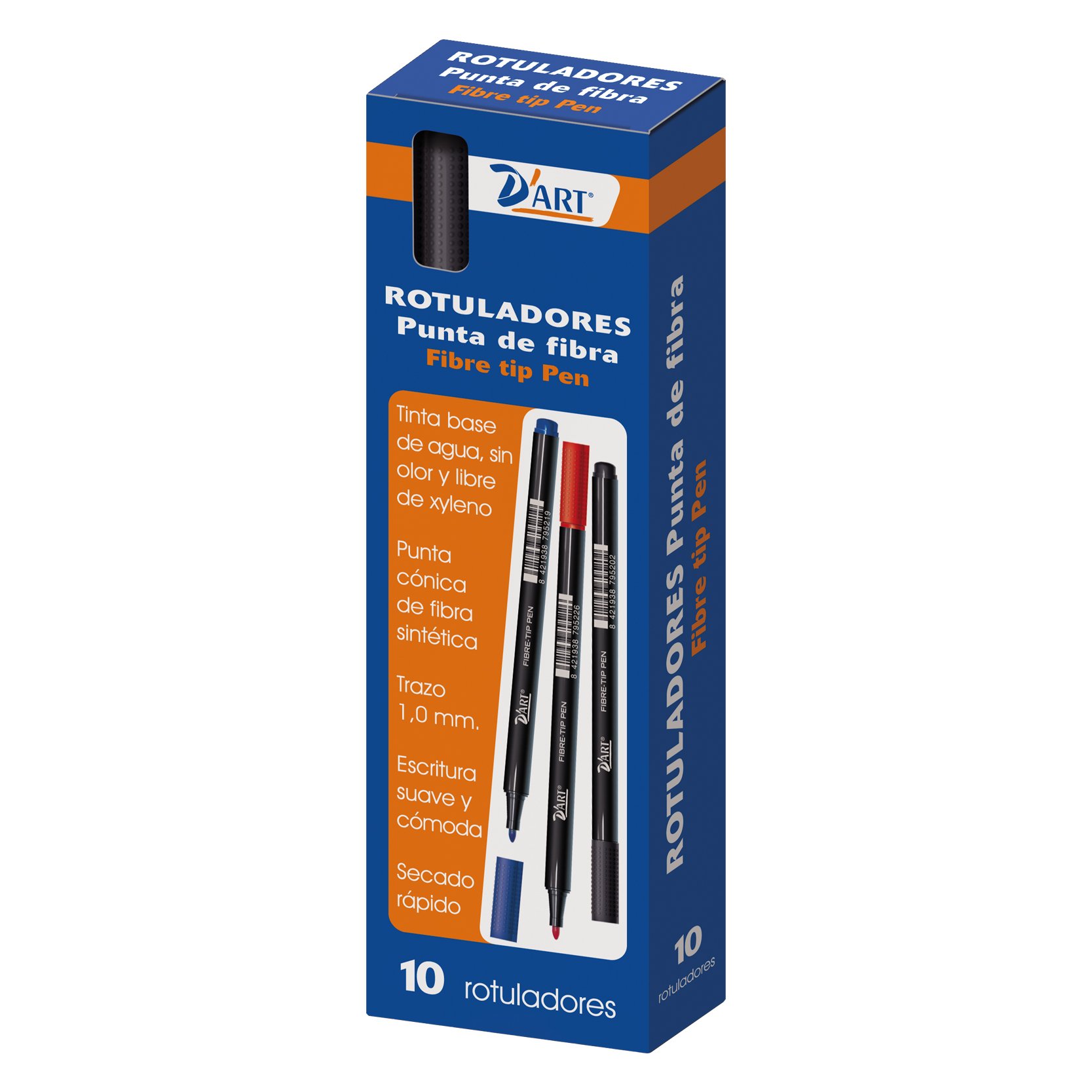 D'Art 79520 - Pack of 10 Office Markers 1 mm Black