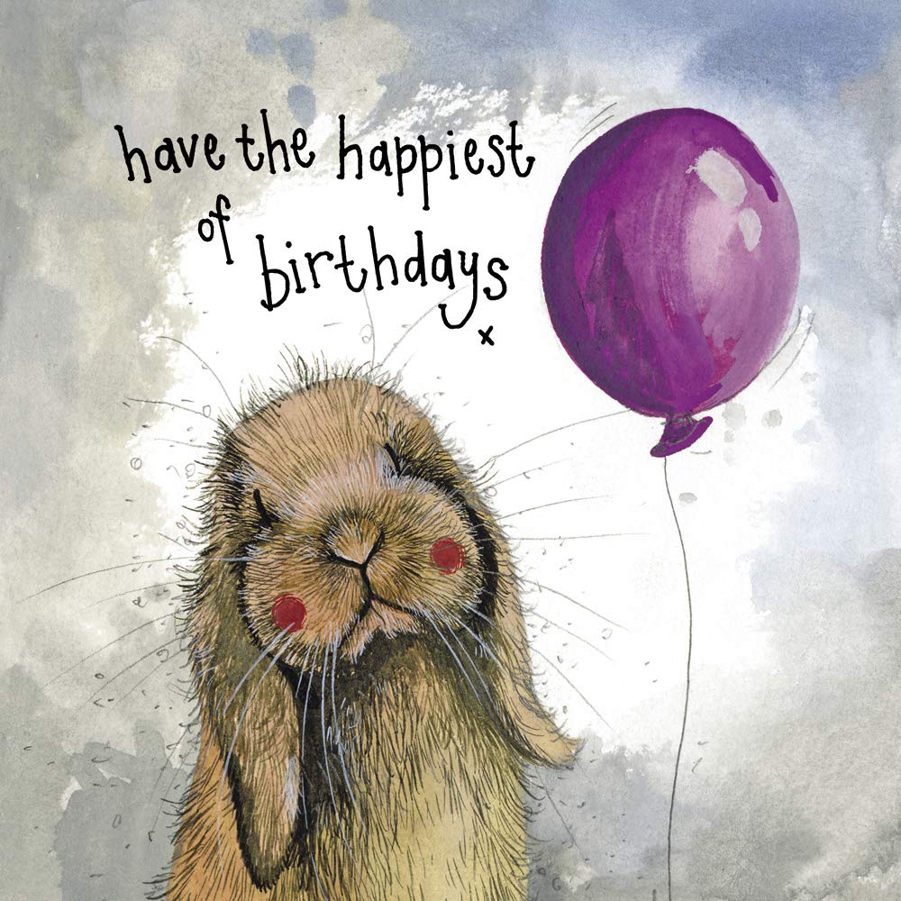 ALEX CLARK Rabbit and Balloon Birthday Card