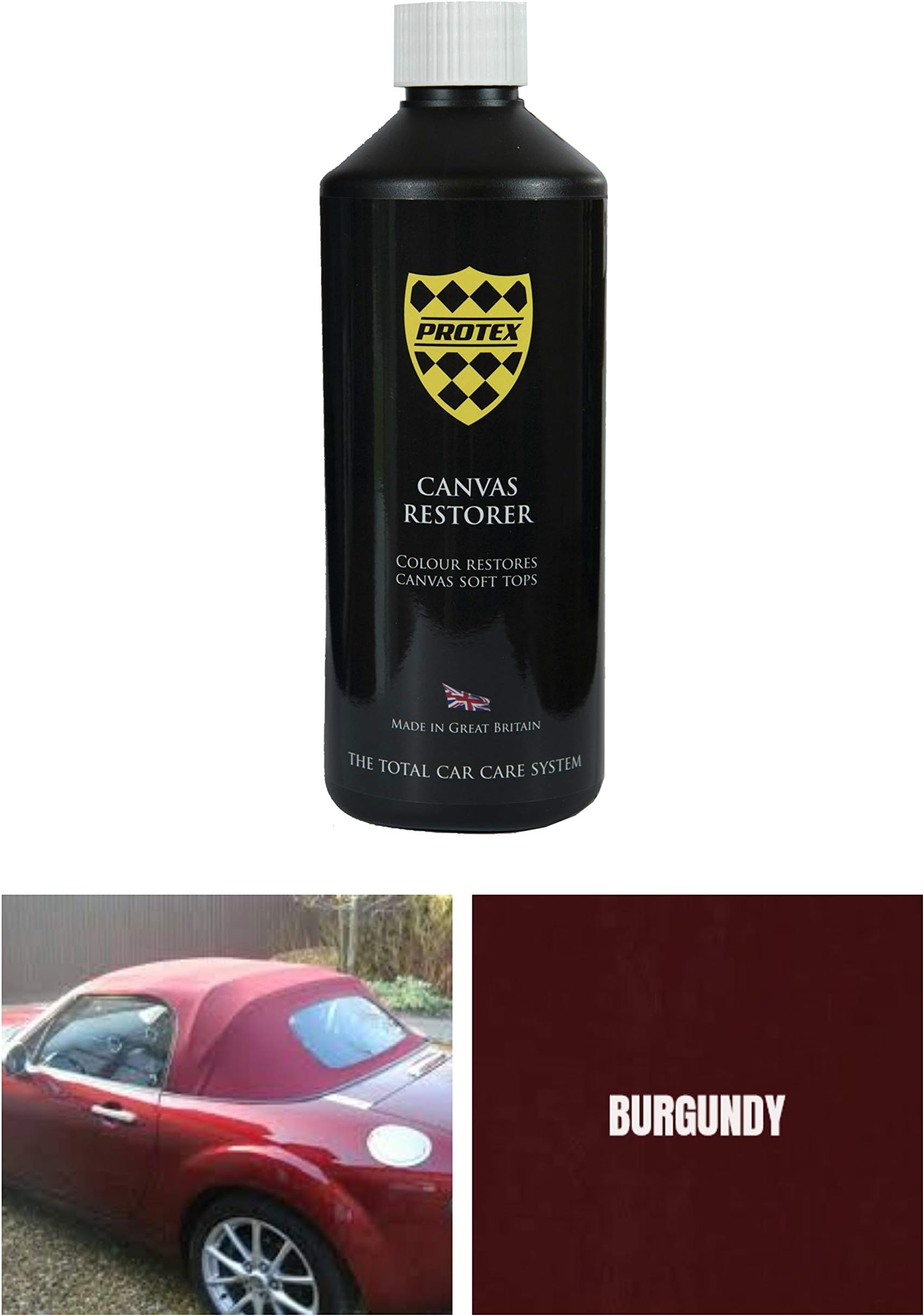 Protex World Convertible Soft Top Canvas Restorer Burgundy 500ml.