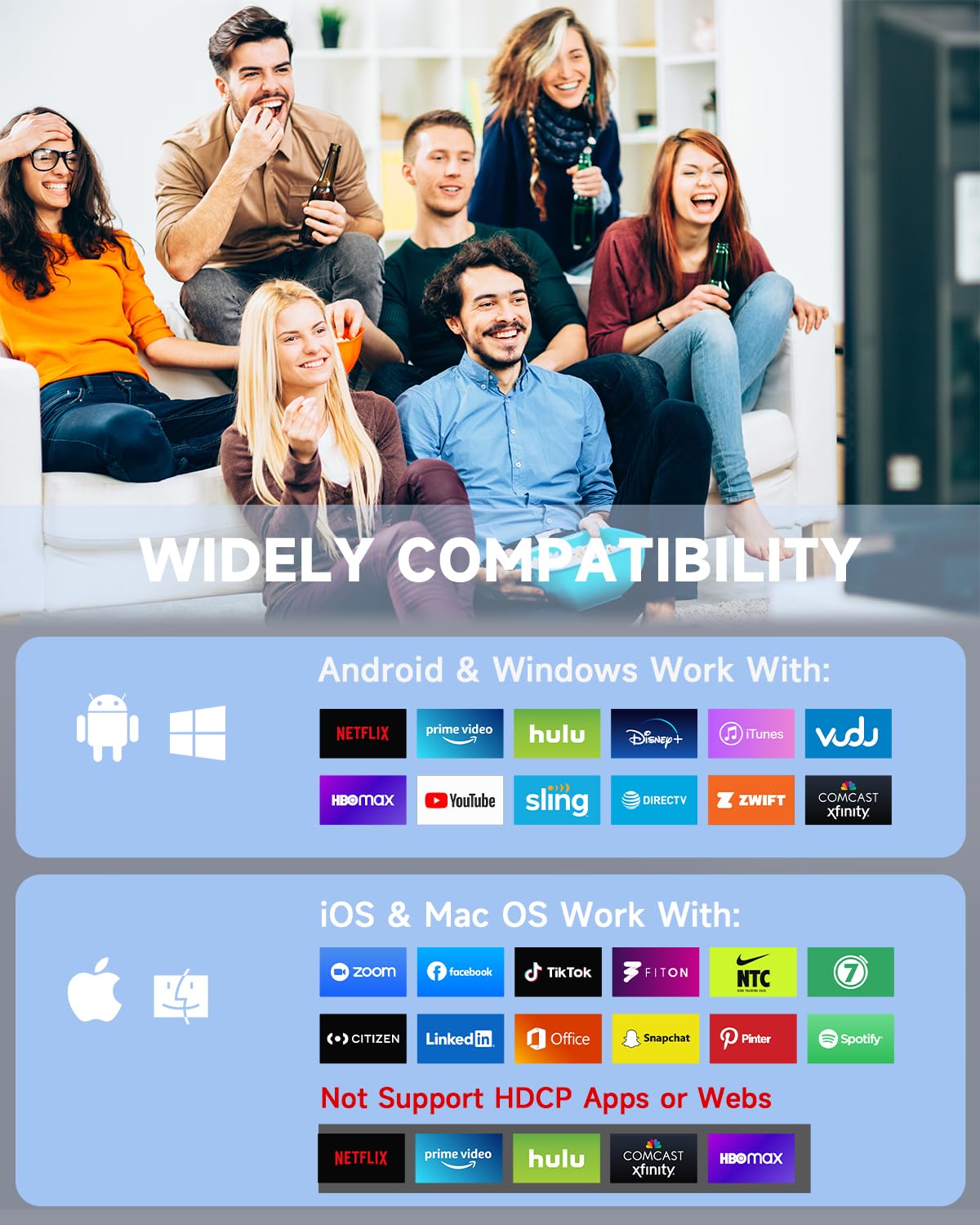 AIMIBO 2025 Wireless Display Adapter 4K, Plug & Play 2.4G+5G@60Hz HDMI Wireless Dongle for iOS Android Windows macOS Smartphone Tablet Laptop to HDTV Monitor Projector -Support Airplay DLNA Miracast