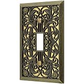 Amerelle 65TAB Filigree Wallplate, 1 Toggle, Antique Brass