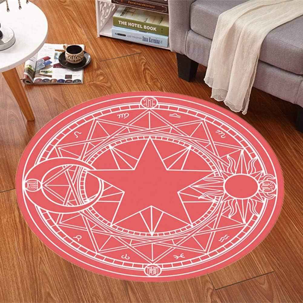 FORNCALO Rugs Carpets Mats Doormats 160 * 160Cm Anime Sakura Round Style Decoration Fluffy Rugs Anti-Skid Shaggy Area Home Bedroom Carpet Floor Mat