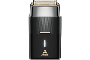 Andis 563616 Pro Foil Plus II Cordless Shaver, Gold Titanium Foils, Lithium Ion Battery, Includes USB-C Charging Stand, Black
