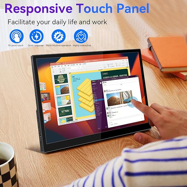 TOUCHSCREEN PORTABLE GAMING MONITOR 16 INCH QHD 2.5K(2560X1600) MONITOR 144HZ(USB C PORT) IPS DISPLAY, GAMING MONITOR FOR PC LAPTOP RAS PI PS4 PS5, WITH HDMI USB C BUILT-IN SPEAKERS