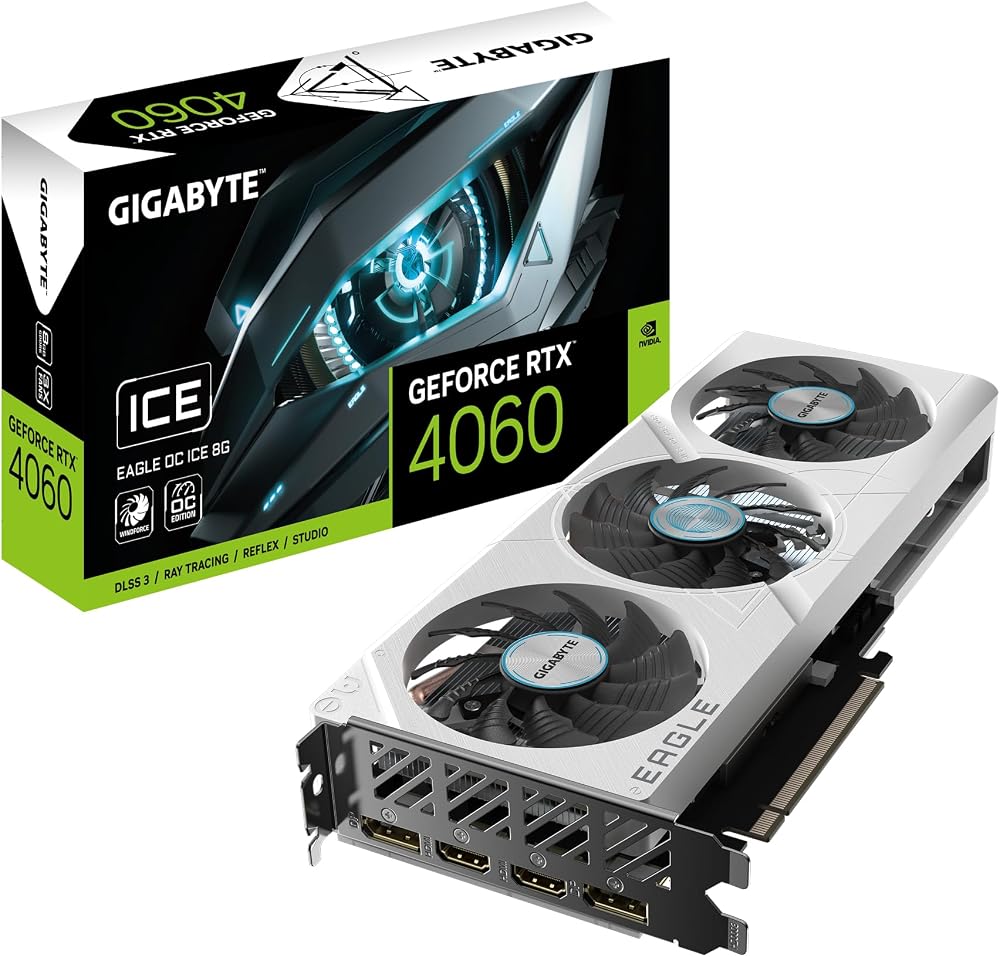 Gigabyte RTX 4060 EAGLE OC ICE 8G Graphics Card GDDR6 PCI-E 4.0 DLSS 3