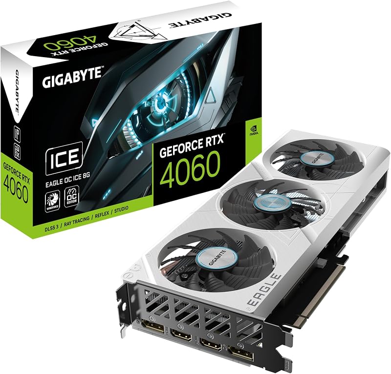 Gigabyte RTX 4060 EAGLE OC ICE 8G Graphics Card GDDR6 PCI-E 4.0 DLSS 3