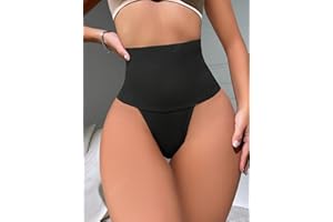 Women’s High-Waist Shaping Thong Underwear Packs Ribbed Waistband Tummy Control Panty