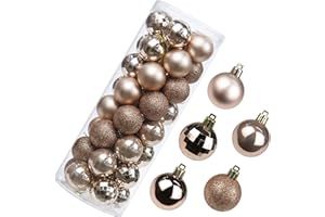 OAIRSE 1.57" Christmas Ball Ornaments Shatterproof Champagne Christmas Ornaments Set 40 Pcs Champagne Ornaments for Christmas Tree Halloween Holiday Wedding Party Decoration