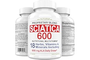 NUTURNA Sciatic Nerve Relief Support Formula Supplement with 600 mg Alpha Lipoic Acid - 18 in 1 Sciatica Nerve Formula for Lower Back, Hip, Lumbar, Leg, Foot Turmeric Curcumin - 120 Pills Made in The USA
