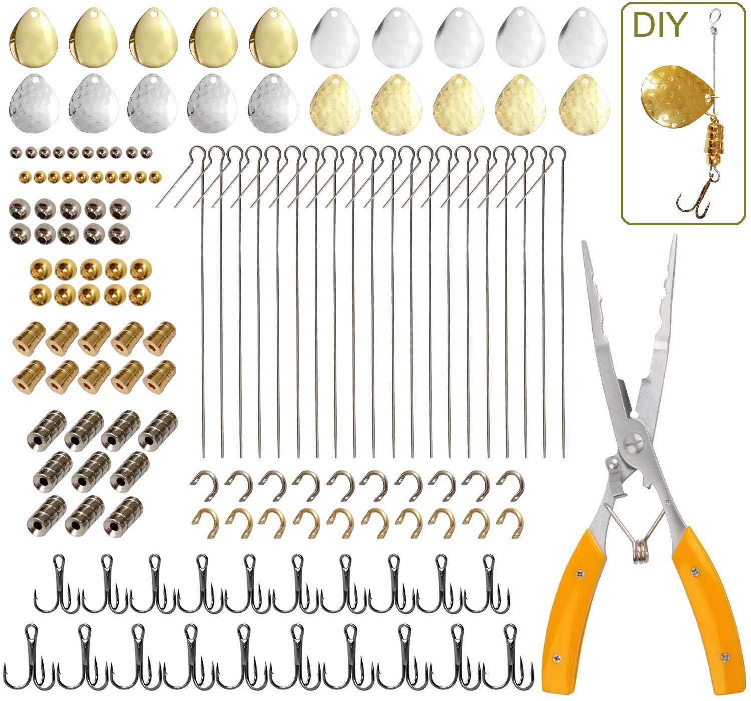 141pcs Fishing Spoon Rigs DIY Acceessoires Fishing Spinner Blade Bait Kit Fishing Lure Making