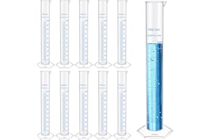 Worldity 10 Pack 100ml Plastic Graduated Cylinder, Transparent Graduated Cylinder with Pour Spout, Graduated Measuring Cylind