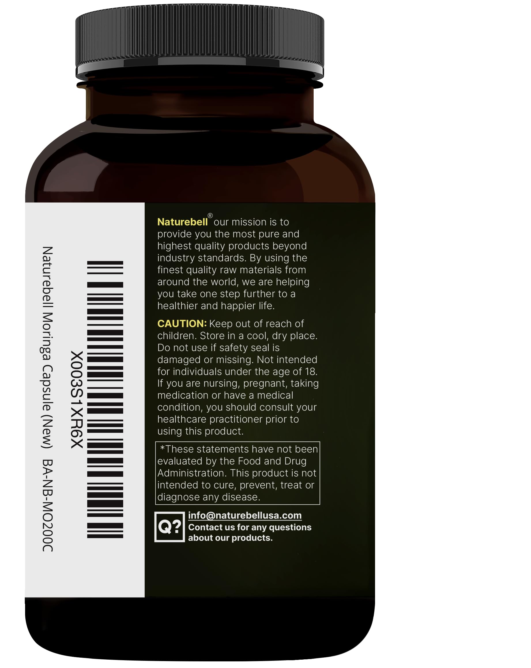 NatureBell Pure Moringa Capsules 8,000mg Per Serving | Made with Moringa Powder Organic, 240 Capsules – Green Superfood, Skin Health, & Immune Support – Non-GMO, Gluten Free, 4 Month Supply