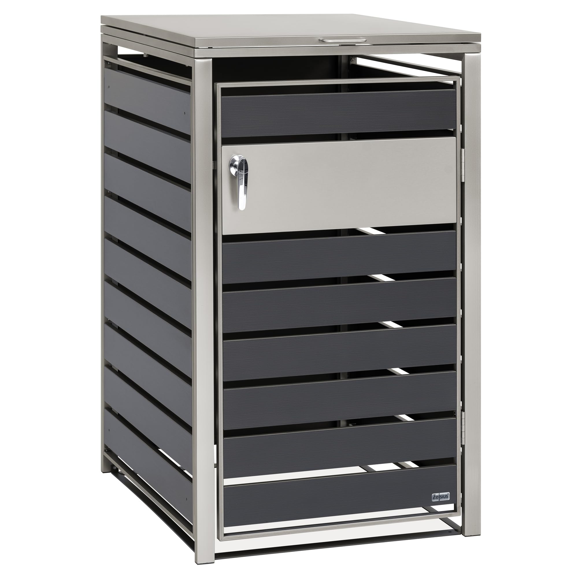 Zelsius Mülltonnenbox 1 Tonne | (B) 68 x (T) 80 x (H) 116,5 cm | Anthrazit | inkl. Erweiterungsmöglichkeit | Mülltonnenverkleidung, Mülltonnenbox 1er, Müllbox, Müllhaus