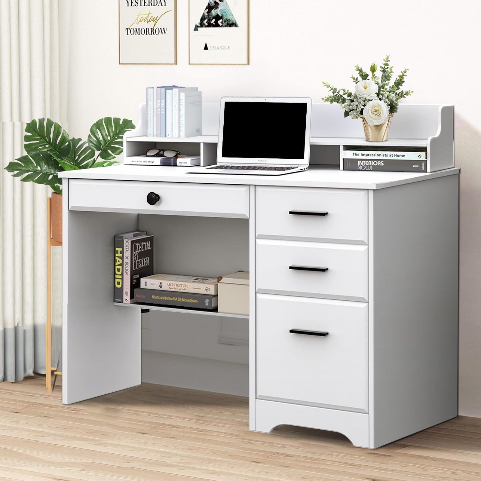 Mua Catrimown Computer Desk with Storage Drawers and Hutch, 44 Inch ...