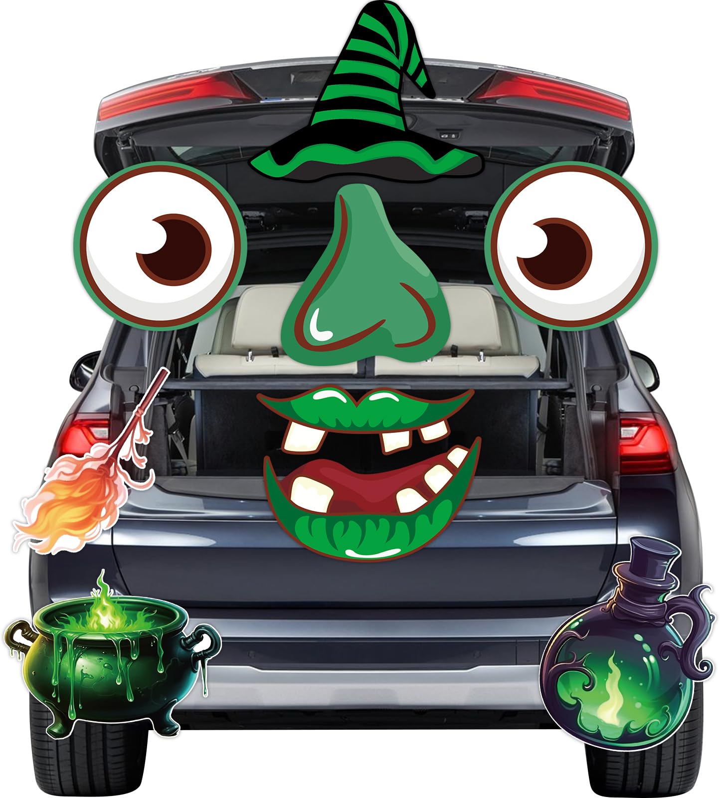 Photo 1 of Trunk or Treat Car Decorations Kit Witch Halloween Trick or Treat Decor for Outdoor Archway Garage Door 9Pcs