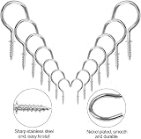 Hoiny Screw Hooks 7 Sizes 120 Pcs Nickel Plated Cup Hooks Cabinet Shelf view 3
