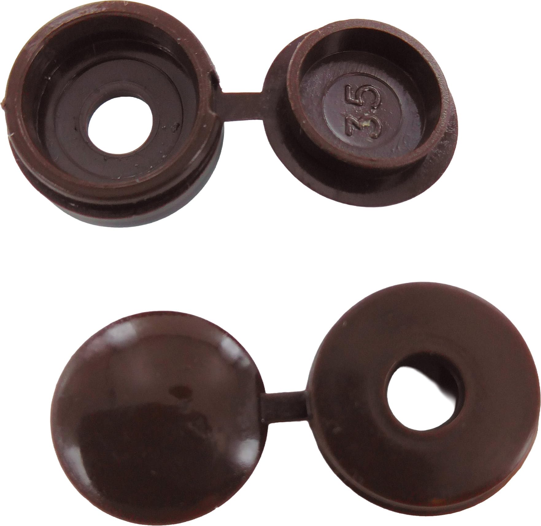 Merriway® BH01143 (50 Pcs) Brown Plastic Screw Cup and Covers to Fit No. 6 & No. 8 Screws - Pack of 50 Pieces