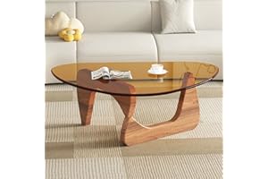 LZYFY Modern Glass Coffee Table for Living Room mid Century Small Coffee Table Stylish Coffee Tables, Suitable for Bedroom Living Room Reception Office Tables（Walnut/Brown，Small）