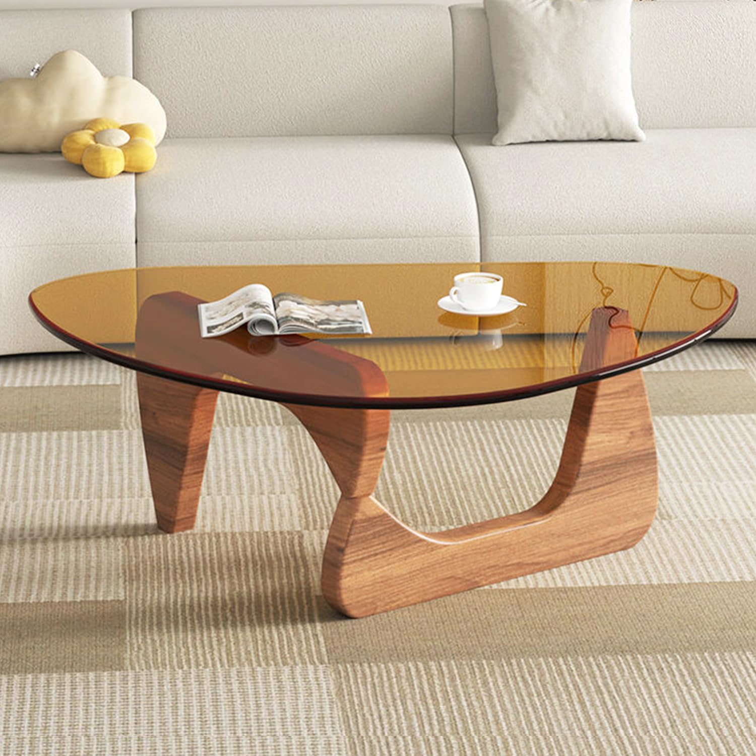 Modern Glass Coffee Table for Living Room mid Century, Small Coffee ...