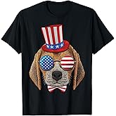 Beagle 4th of July American Beagle USA Uncle Sam Hat T-Shirt