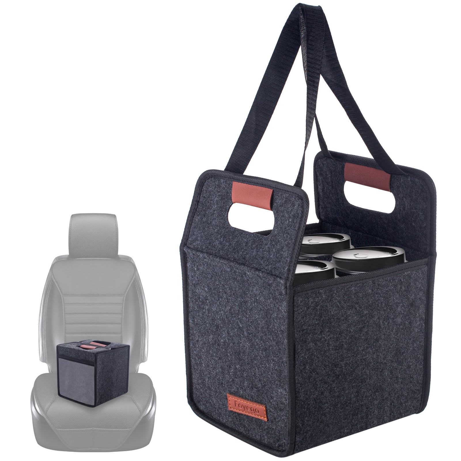 Foyego 4 Cup Drink Carrier with Handle, Reusable
