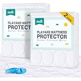 Pack and Play Mattress Pad Protector Sheet Waterproof Cover 38" X 26" 2 PCS | Quilted Pack and Play Mattress Pad Sheets Fitted Fits for Graco Pack n Play &amp; Dream On Me &amp; Pamo Babe Playard, White