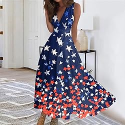 CHRATLHI 4th of July Dress Patriotic Flowy A-Line