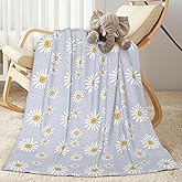 Abucaky Little Daisy Flowers Fleece Throw Blanket Ultra Soft Cozy Decorative Flannel Blanket for Home Bed Couch Chair Travel 50x40in