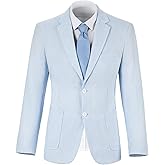 YoTsaiSpring Seersucker Blazer Men Big and Tall Slim Fit Suit Jackets for Men Tuxedo Separate Sport Coat Formal Summer Beach Wedding Sky Blue Outfit Plus Size 3XL