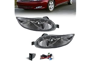 BOXLIGHT Fog Lights Assembly For 2002 2003 2004 Camry, 2005 2006 2007 2008 Corolla, 2002 2003 Solara With Switch and Wiring Kit And Halogen Bulbs- Smoked Lens