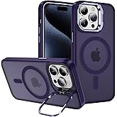 Hitaoyou for iPhone 14 Pro Max Case Compatible with Magsafe, Clear Transparent Camera Kickstand iPhone 14 Pro Max Case Shockproof Heavy Duty Protective Cover Case for iPhone 14 Pro Max, C-Dark Purple