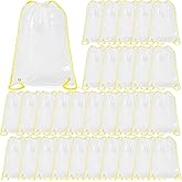 30 Pcs Drawstring Clear Backpack Bulk, Transparent PVC Waterproof Bags for Stadium Events, Outdoor Use, Heavy Duty, Adjustable Yellow Straps, Large Capacity, Easy to Clean