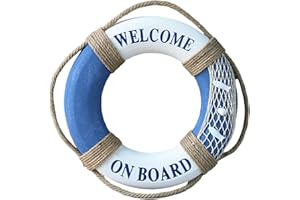 Life Preserver Ring, Mediterranean Style Hanging Foam Swim Ring with Perimeter Rope 16 Inch Portable Lightweight Pool Floats 