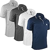 Albert Morris Men’s Short Sleeve Polo Shirts, Regular Fit, Moisture Wicking Performance Polyester, 4-Pack