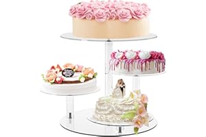 YestBuy Cupcake Stand, Round Cake Stand, 4 Tier Cupcakes and Cakes Comb for 8-12 Inch Cakes, Tiered Cupcake Tree Tower, Clear