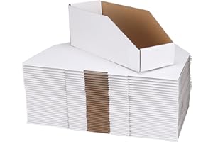 ZBEIVAN Cardboard Storage Bins Boxes 35 Packs 12x4x4.5 Inches, Easy Assembly Pantry Organizer Bins for Shelf, White
