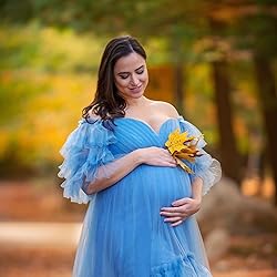 Tianzhihe Fluffy Tulle Maternity Robe for