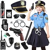 Loscola Police Officer Costume for Kids, Girls Police Costume for Kids, Halloween Costumes for Girl Kid 3-12, Cop Uniform for Girls, Cop Outfit for Party Dress Up