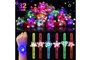 BSTDECOR Party Favors for Kids 4-8 8-12, 32Pack LED Light Up Fidget Spinner Bracelets Goodie Bag Glow in The Dark Party Supplies Treasure Box Prizes Birthday Stocking Stuffers for Boys Girls
