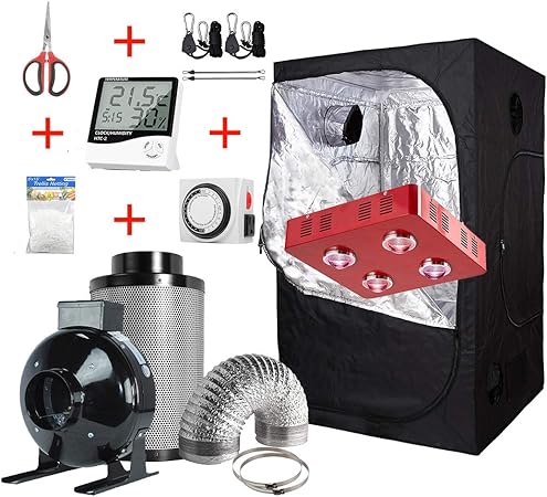 Amazon Com Cdmall 48 X24 X72 Grow Tent 800w Led Full Spectrum Grow Light 6 Filter Fan Combo For Indoor Flower Veg Small Potted Plants Hydroponic System 6 Fan Filter Ducting Kit 60 X60 X80 Kit Garden