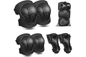 Kids Sports Protective Gear Set,6 PCS Wrist Guard Knee Elbow Pads for Children Protection Skateboard Inline Roller Skating Bi