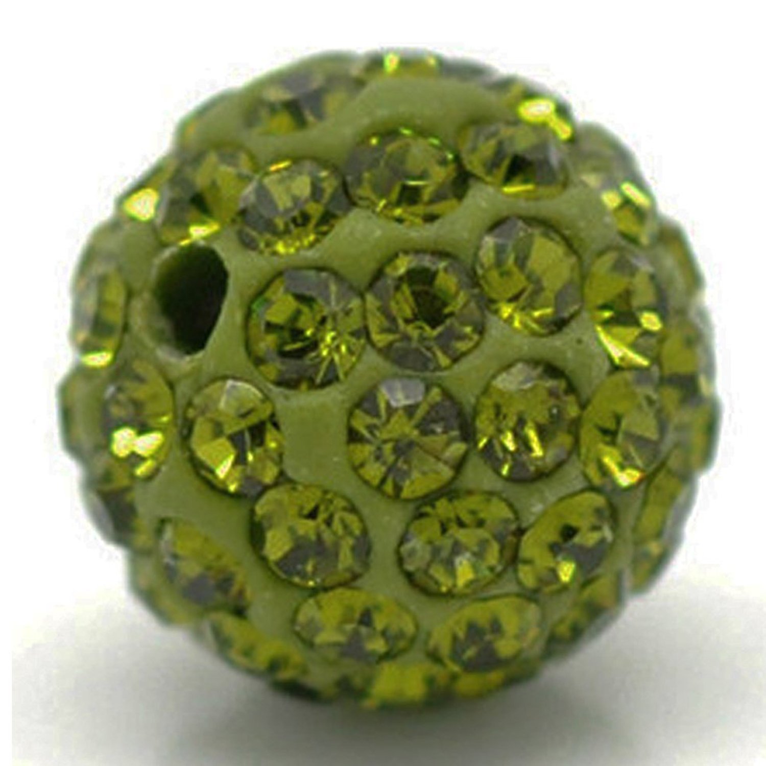 RUBYCA Pave Czech Crystal Disco Ball Clay Beads fit Shamballa Jewelry (100pcs, 12mm, Olivine Green)