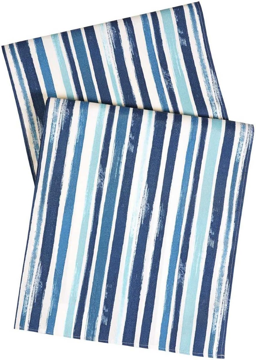 Table Runner Table Cloth Table Linens Tommy Bahama Fabric Blue Striped 72 Inch x 15 Inch