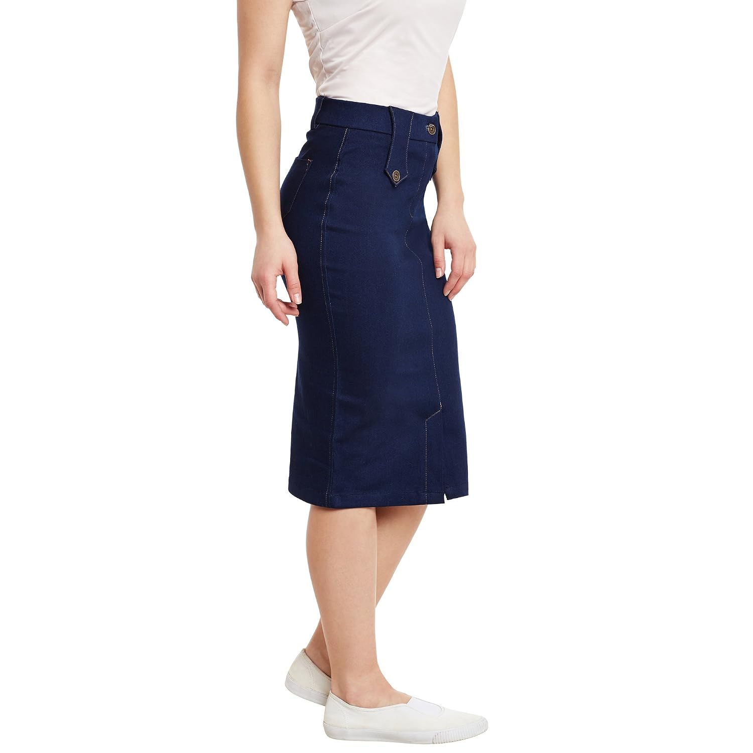 rider republic women solid denim pencil skirt(blue_32)