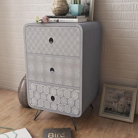 Anself Side Cabinet Table Storage Unit 3 Drawers Living Room