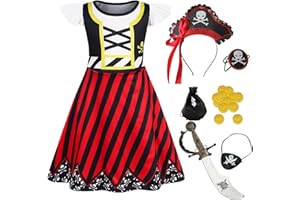 Eledobby Girls Pirate Costume Kids Halloween Dress Up Toddler Pirate Outfits Christmas Birthday Gift