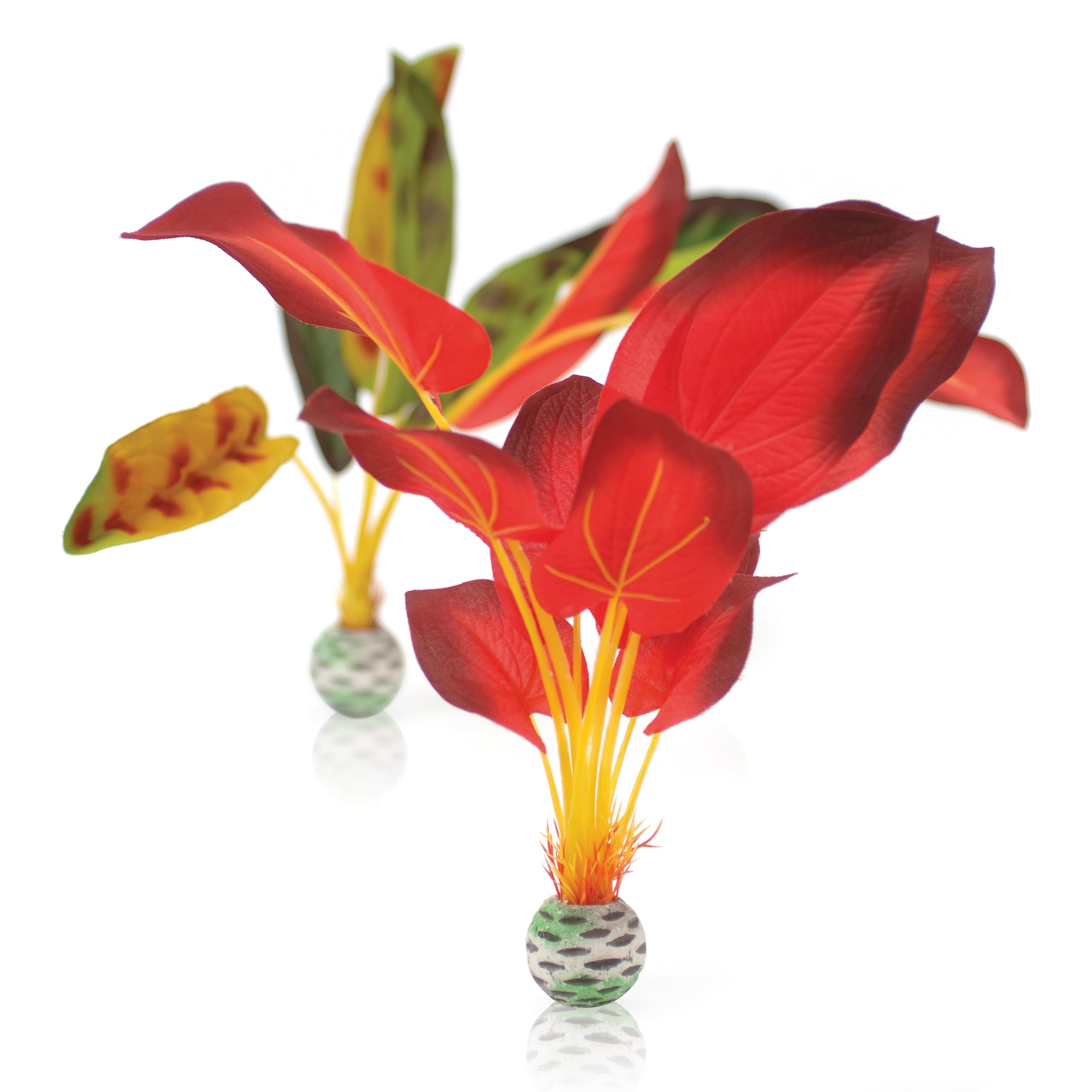 biOrb Fish Tank Decorations, Large Green & Red Plants With Weighted Balls (Set of 2 Aquarium Plants), Artificial Fish Tank Plants For Colour Pop, Natural-Looking Aquarium Décor For Scenic Background