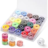 Bupete 25Pcs Bobbins and Sewing Threads, Assorted Colors Sewing Machine Thread, Size A SA156 Bobbins Thread for Sewing Machin