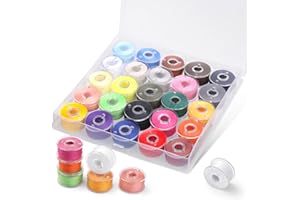 Bupete 25Pcs Bobbins and Sewing Threads, Assorted Colors Sewing Machine Thread, Size A SA156 Bobbins Thread for Sewing Machin